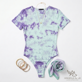 بلوز بادی سفید و بنفش Pimkie آنجلامد - بادی اسپرت با رنگ خاص