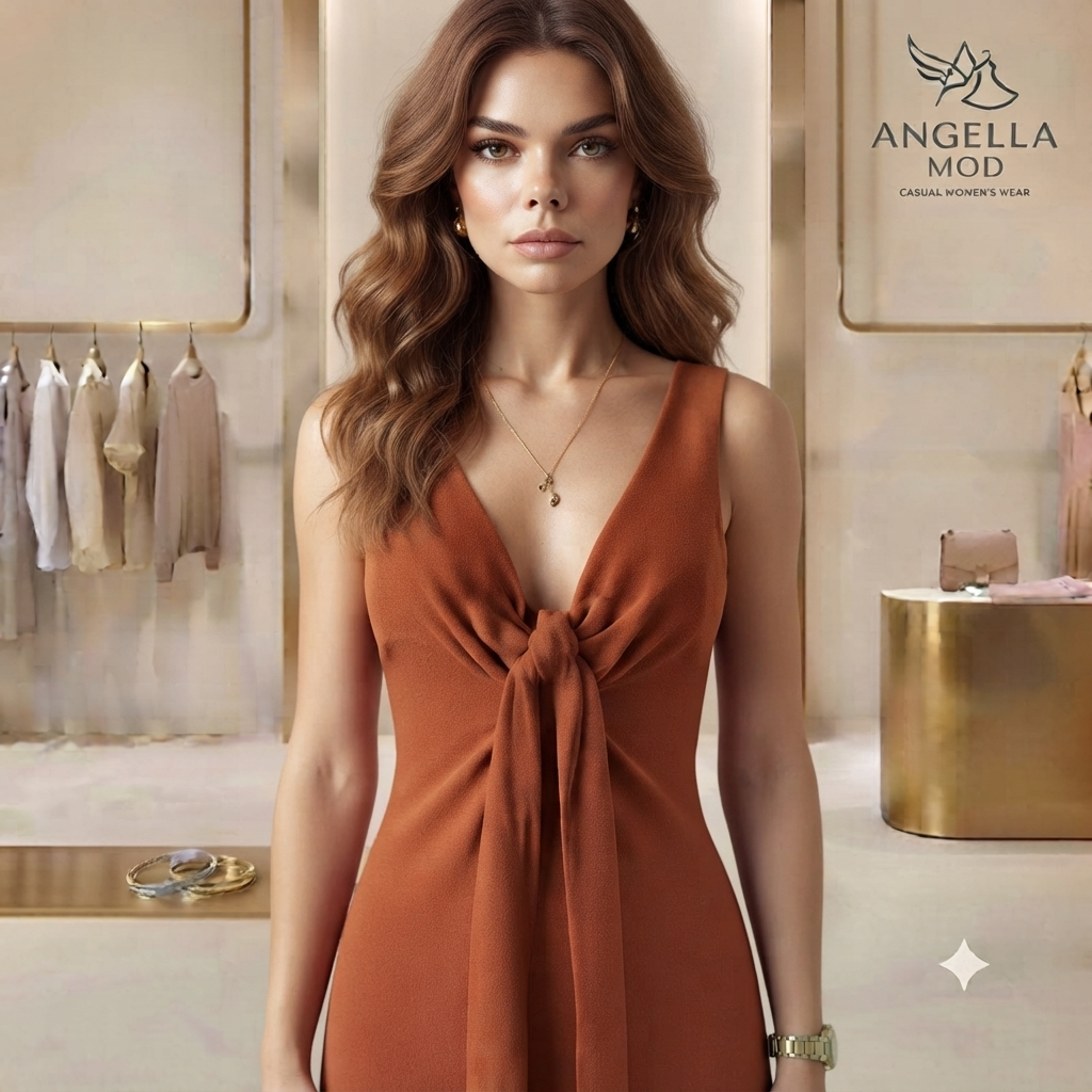 پیراهن نخ پنبه کشی یقه باز زنانه وارداتی مدل راحت و شیک مناسب استایل روزمره از فروشگاه آنجلامد